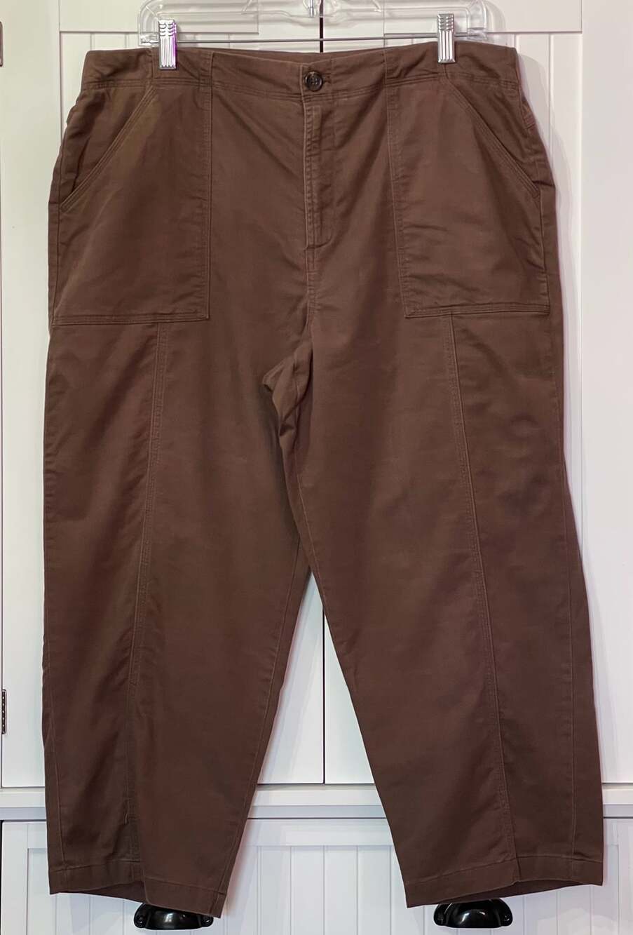 Christopher & Banks Utility Pants Size 14 Brown Cotton Blend